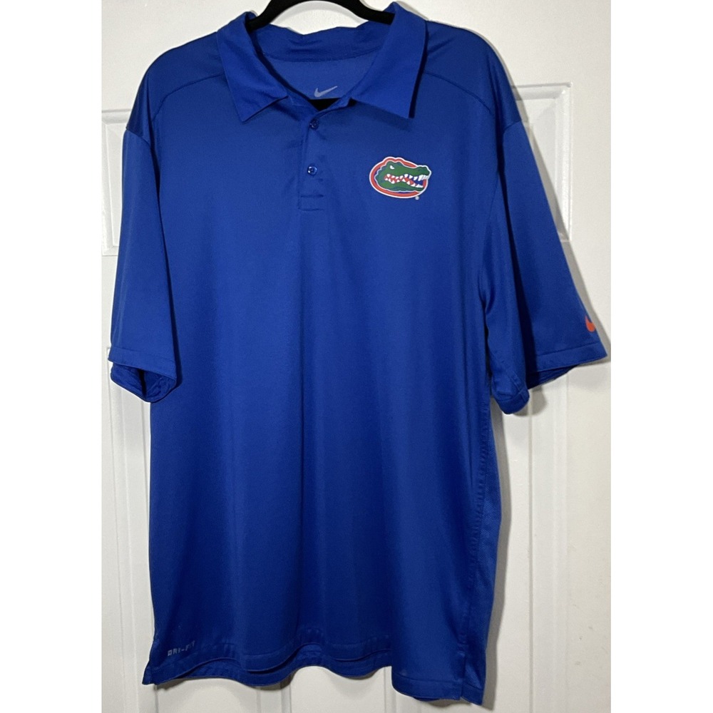 Men's Nike Dri Fit Collared Golf/Polo Shirt Blue Size XXL Florida Gator Logo